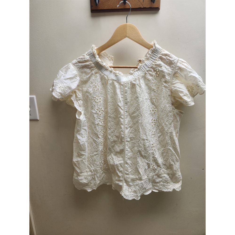 Jennifer‎ & Grace White Eyelet Lace Cotton Blouse Button Back Cottagecore 1X